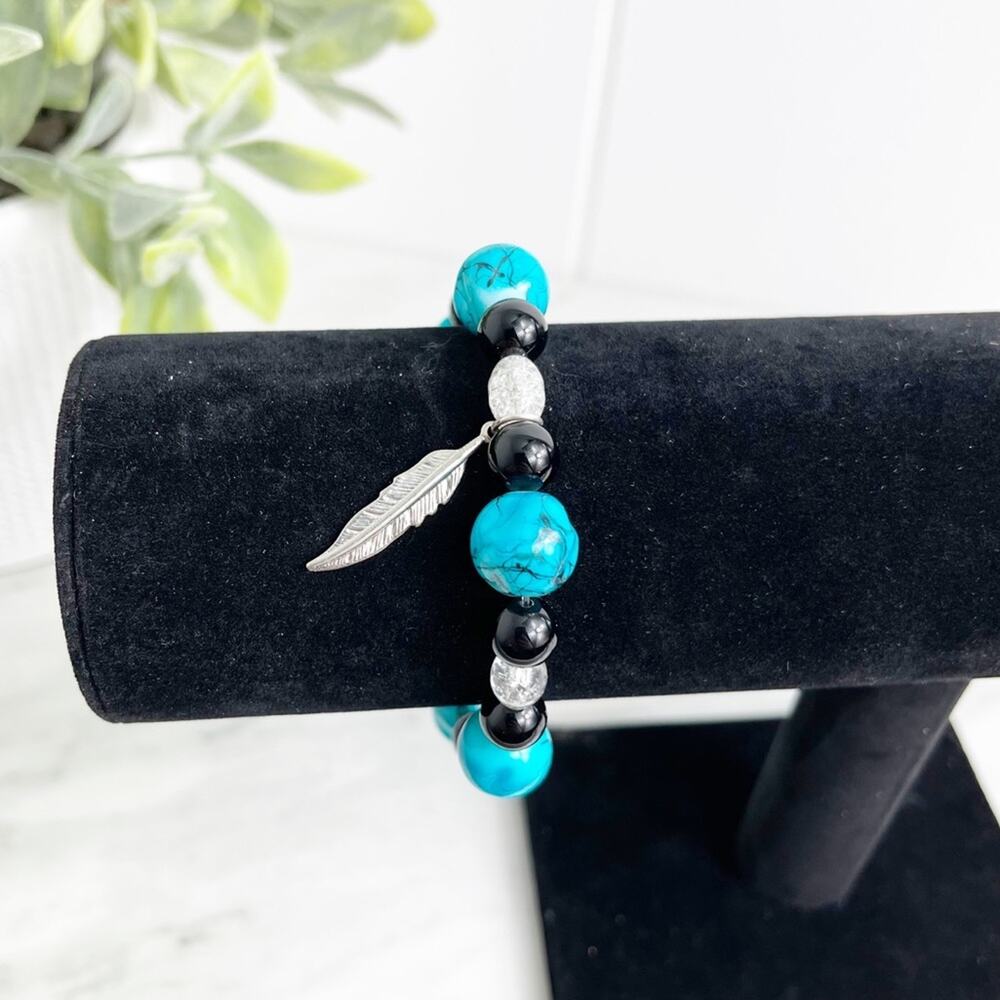 Aromatherapy Lava Stone Handmade Beaded Bracelet - Picture 3 of 6